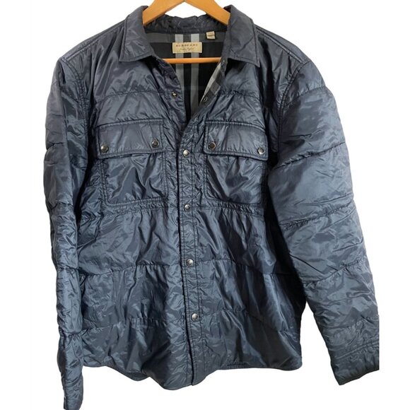 Burberry Mens XXL Quilted Jacket Coat Navy Polyester Cotton CHECK SIZE - Picture 1 of 7